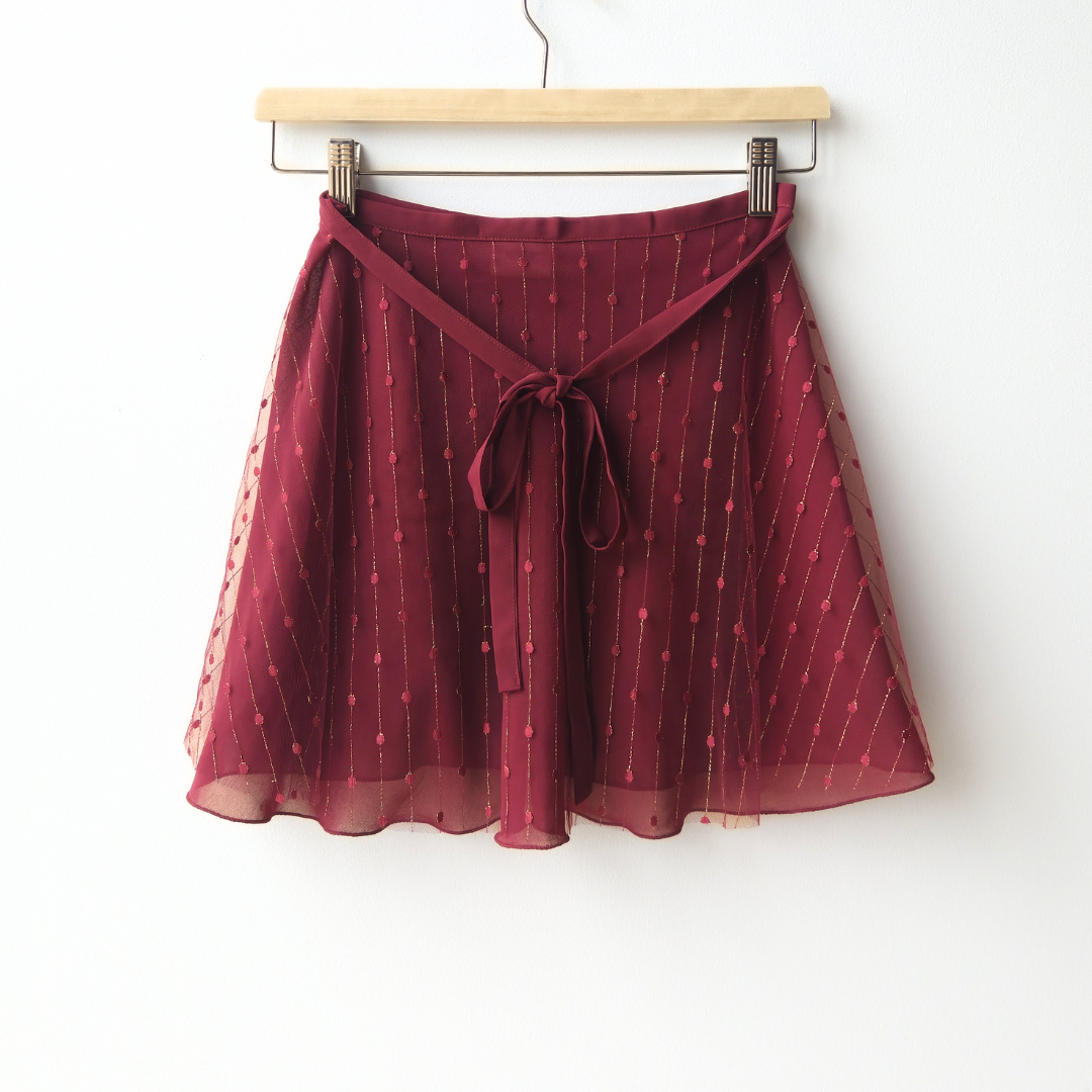 Shimmer Duo Wrap Skirt - Burgundy