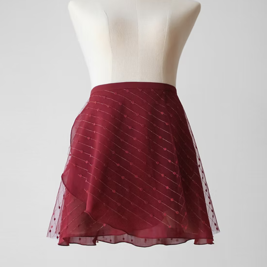 Shimmer Duo Wrap Skirt - Burgundy