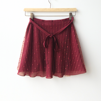 Shimmer Duo Wrap Skirt - Burgundy