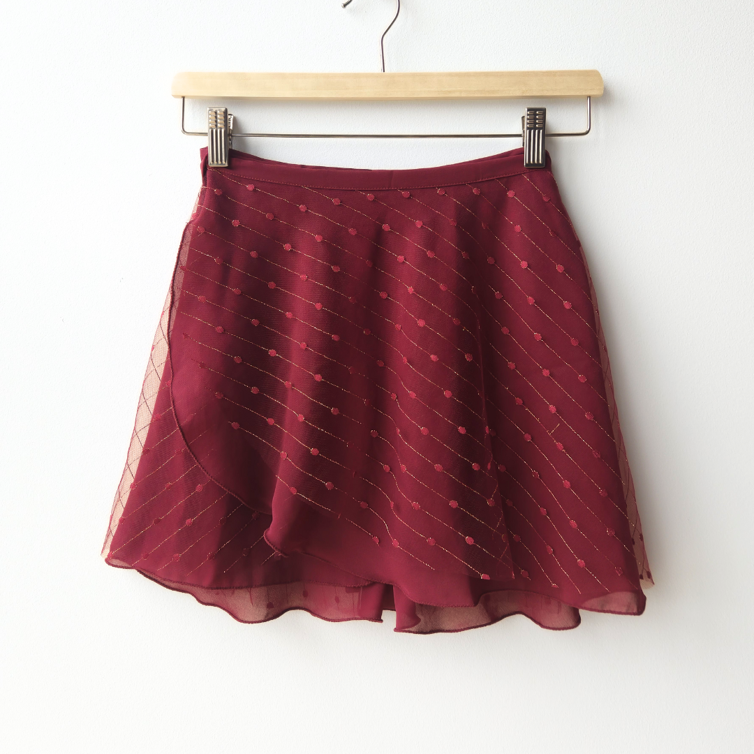 Shimmer Duo Wrap Skirt - Burgundy
